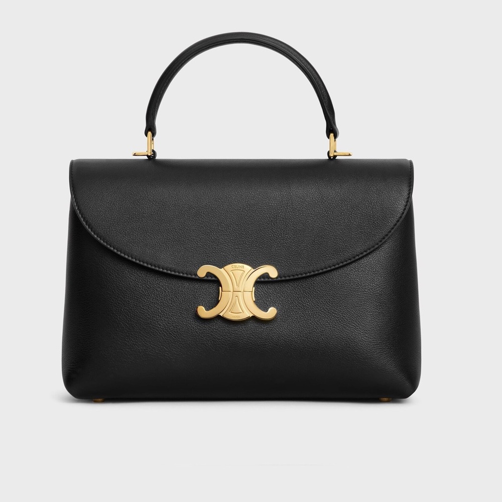 Celine Black Medium Nino Handbag in Supple Black Grained Calfskin Leather